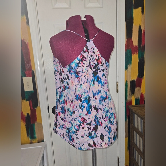 J. Crew Multicolor Watercolor Silk Strappy Flowy Blouse Size 0 - Picture 2 of 8